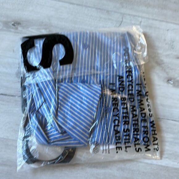 Topshop Petite oversized deep cuff stripe shirt blue & yellow Size 2 NWT in pkg - Picture 7 of 7